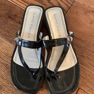 Marc Fisher patent leather black sandals